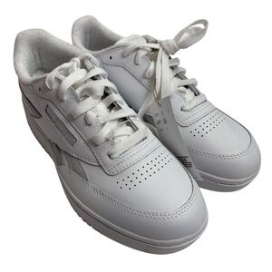 Reebok All-White DOUBLE C Leather Low-Top Sneakers NWT $90